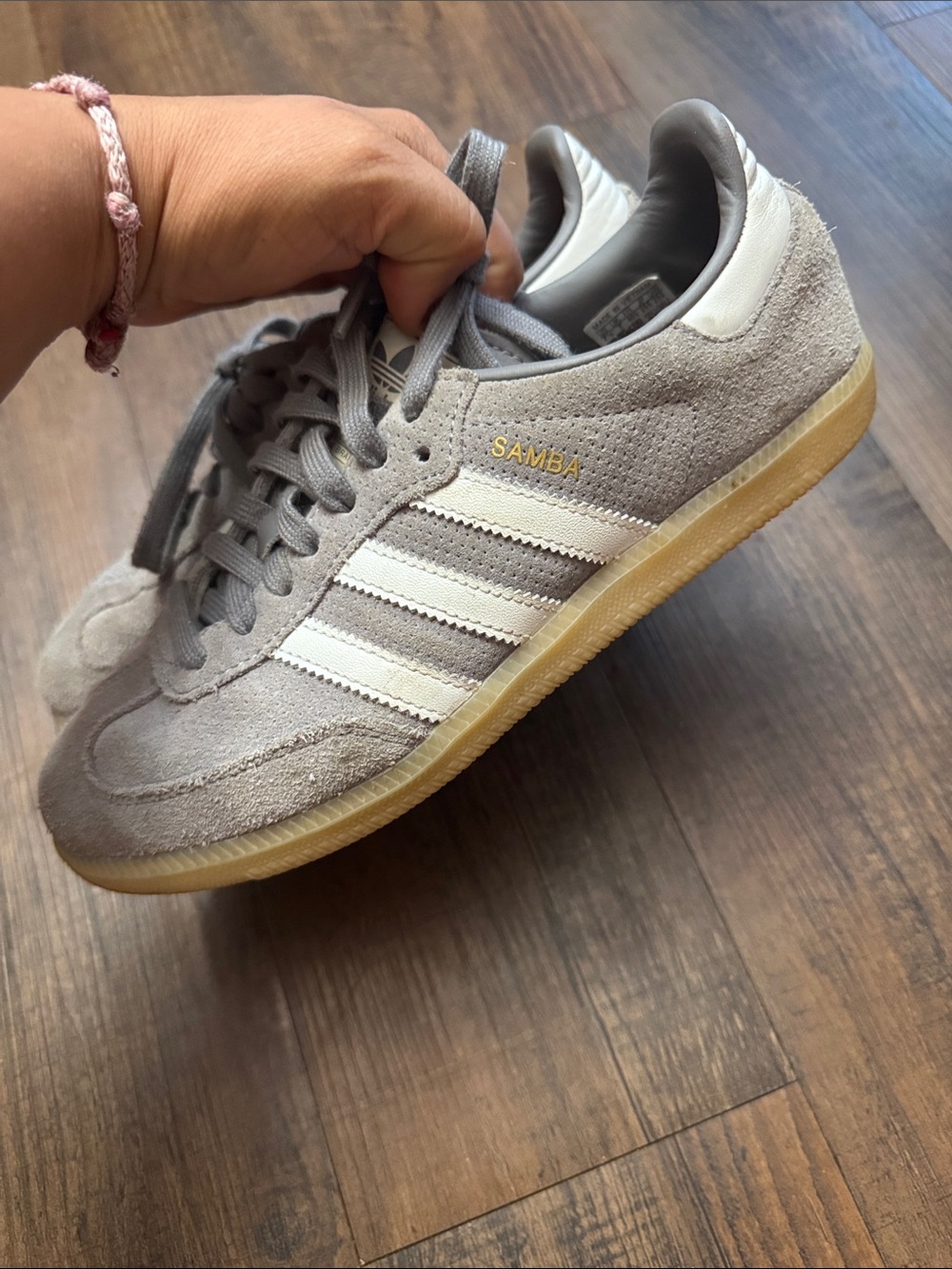 adidas Samba Suede Sneakers in Light Gray and White - Picture 6 of 15